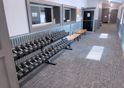 Hallway with Weights for Walking Lunges, Battle Ropes, etc